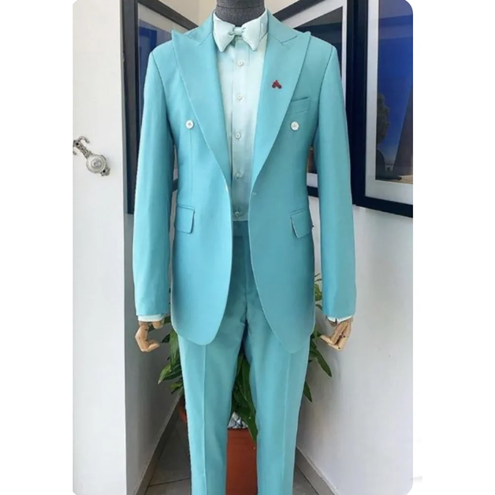 

Daily Men's Suits 2 Piecs Blazer Pants Peak Lapel Slim Fit Stylish Work Commute Business Male Formal Suits