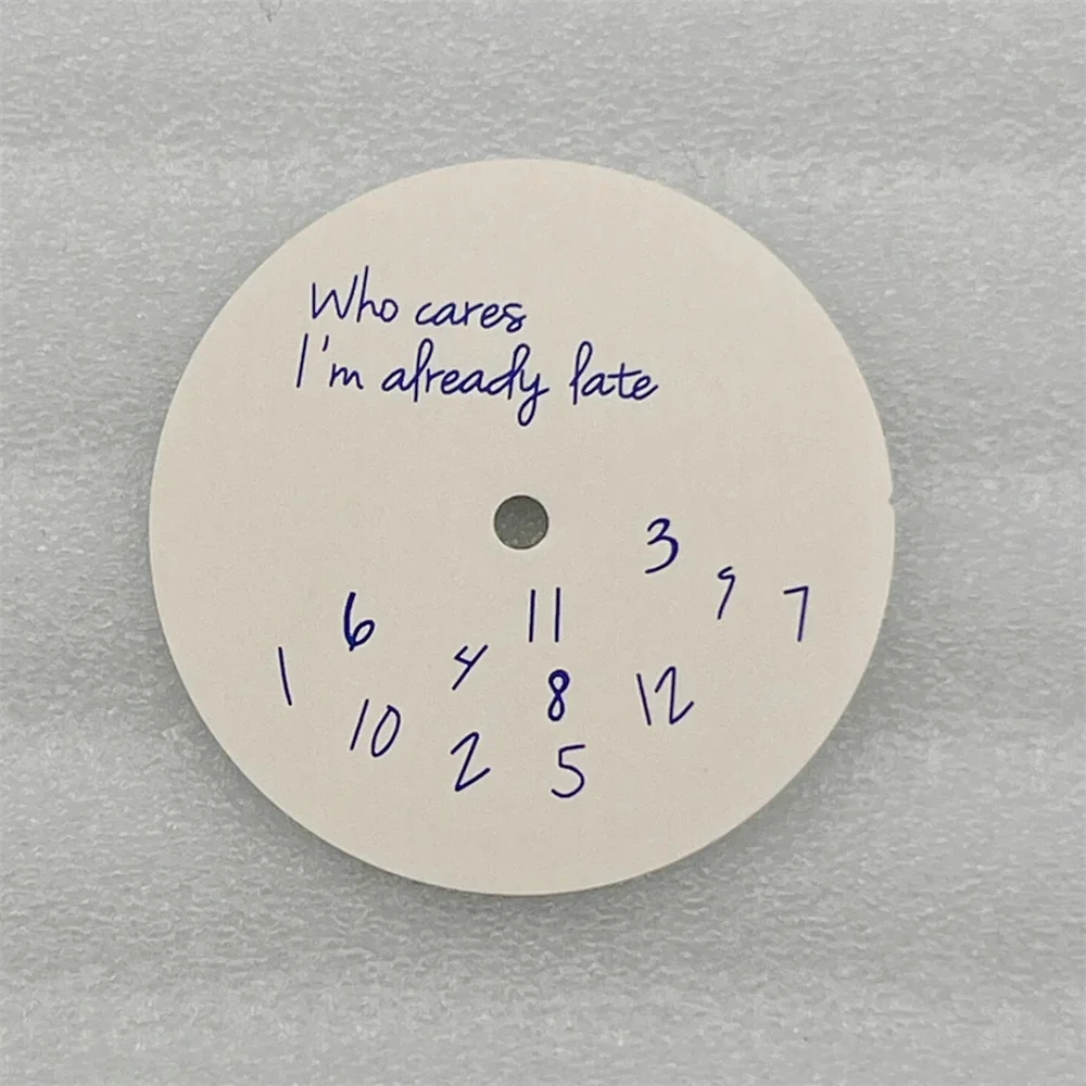 28.5mm Modified Watch Face DIY Watch Dial Fits NH35/NH36 Movement Who Cares Lt's Already Late Watch Accessories