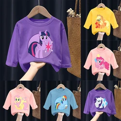 My Little Ponys Girls Long-sleeved T-shirts Cute Cartoon Figure Printed T-shirt  Baby Casuals Tops Autumn Children's Clothing