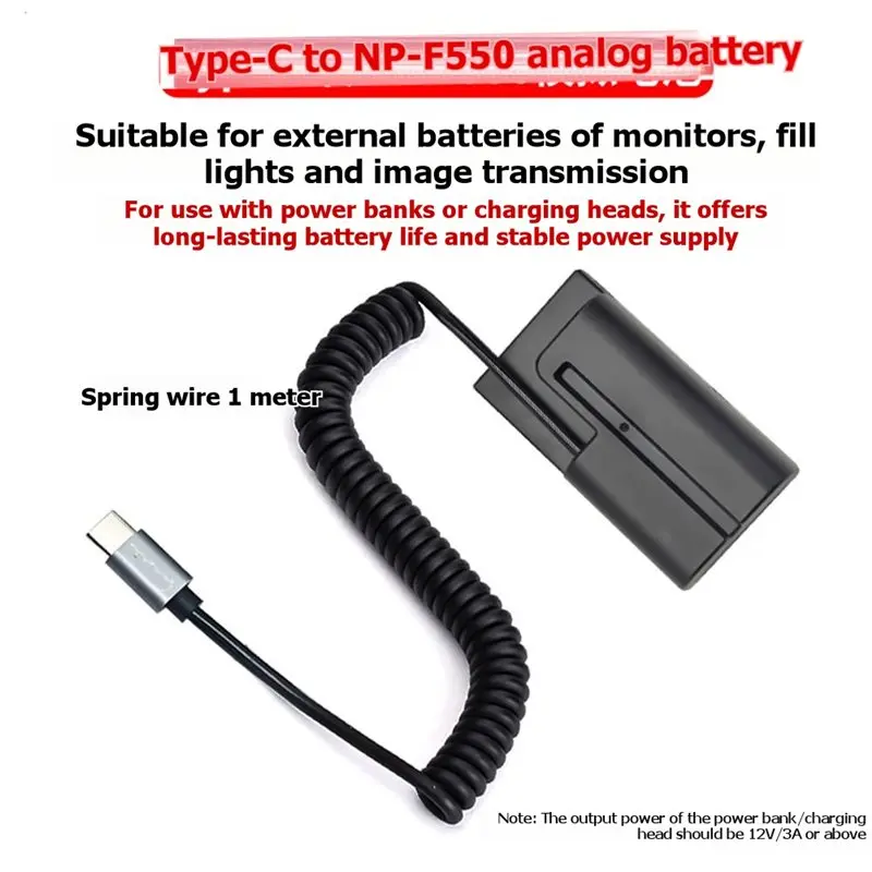 B76B Dummy Battery for Sony NP-F960/750/770/970, PD30W USB-C Power Camera Field Monitor, Extendable Cable Dummy Battery