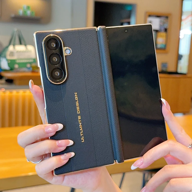 

Чехол для Samsung Galaxy Z Fold 7, роскошный жесткий модный защитный чехол из искусственной кожи с покрытием для Samsung Z Fold 7, чехол для телефона