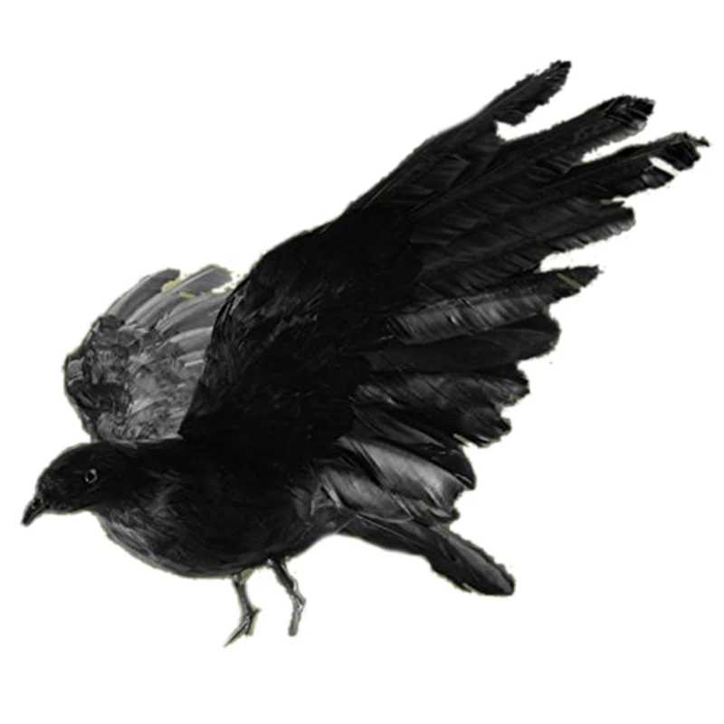 Realistic Crow Decoration Crow Decoys Halloween Black Feather Raven Prop Outdoor Halloween Decor HOT