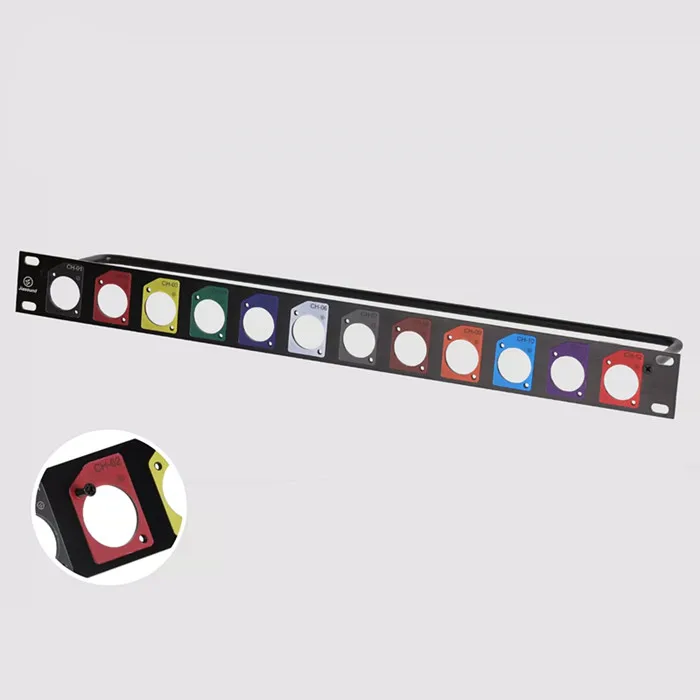 Colorful Rack 19" 8 Way XLR Faceplate 1U 8 12 16 24 Port XLR Patch Panel Universal 8 Port Patch Panel view 2