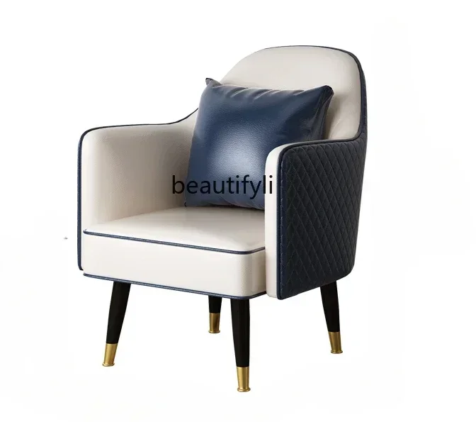 

A16 Simple Nordic sales office reception small round table modern reception milk tea sofa chair