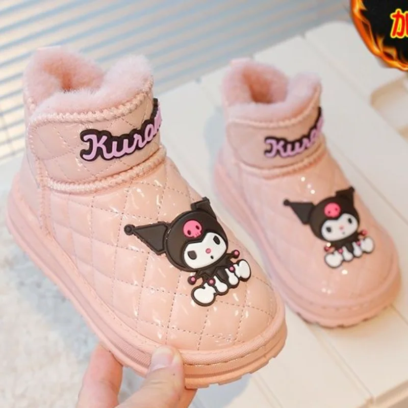 Sanrio Kuromi Snow Boots Martin Boots Girl Thicken Boots Winter Anti-Slip Rubber Sole Hello Kitty Kawaii New Style Christmas