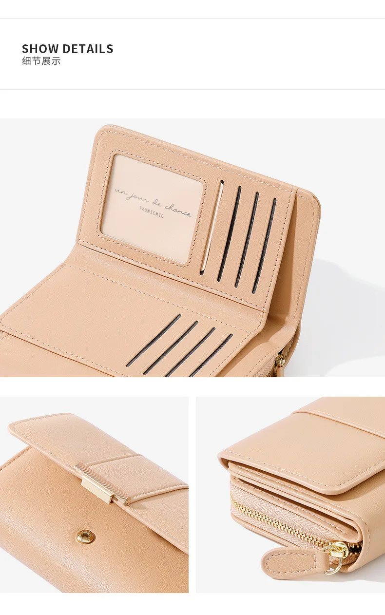 ElegantSpliced Ladies Wallet Large Capacity Simple Design Multi-Card PU Zipper Coin Purse Fashionable Cross-Border Accessory