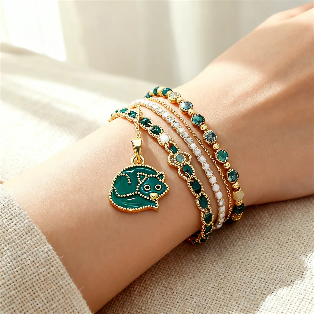 

4Pcs Pendants Brass Enamel Animal Charms for DIY Jewelry Necklace Bracelet Making Daily Wear Party Accessories for Men Women