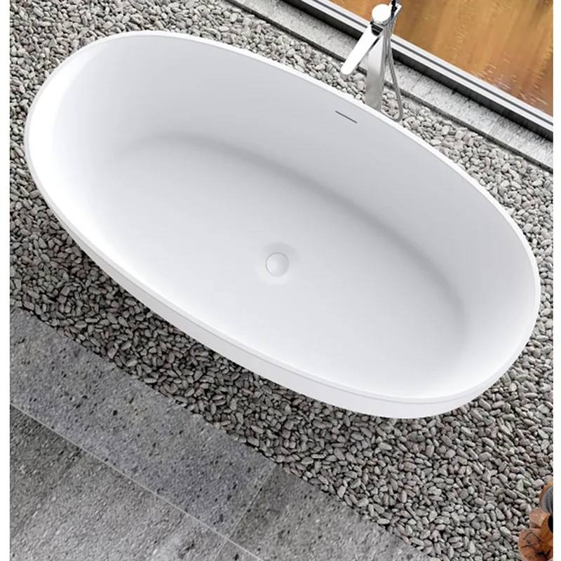 Artificial stone independent bathtub deep bubble light luxury hotel homestay oval bath bathtub high-end villa household