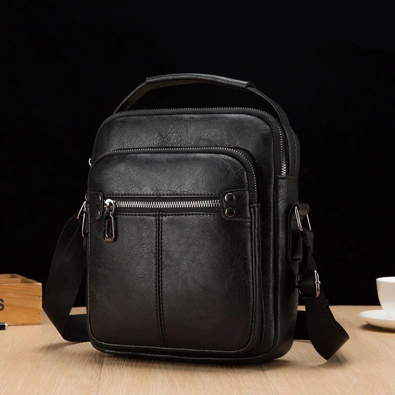 Bolsa Crossbody de couro artificial para homens, bolsas de ombro, bolsas com zíper, grande capacidade, sacolas masculinas do mensageiro