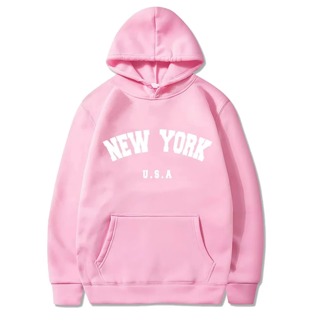 Nova york camiseta gráfica com letras puro algodão outono e inverno moda infantil moletom com capuz masculino e feminino y2k