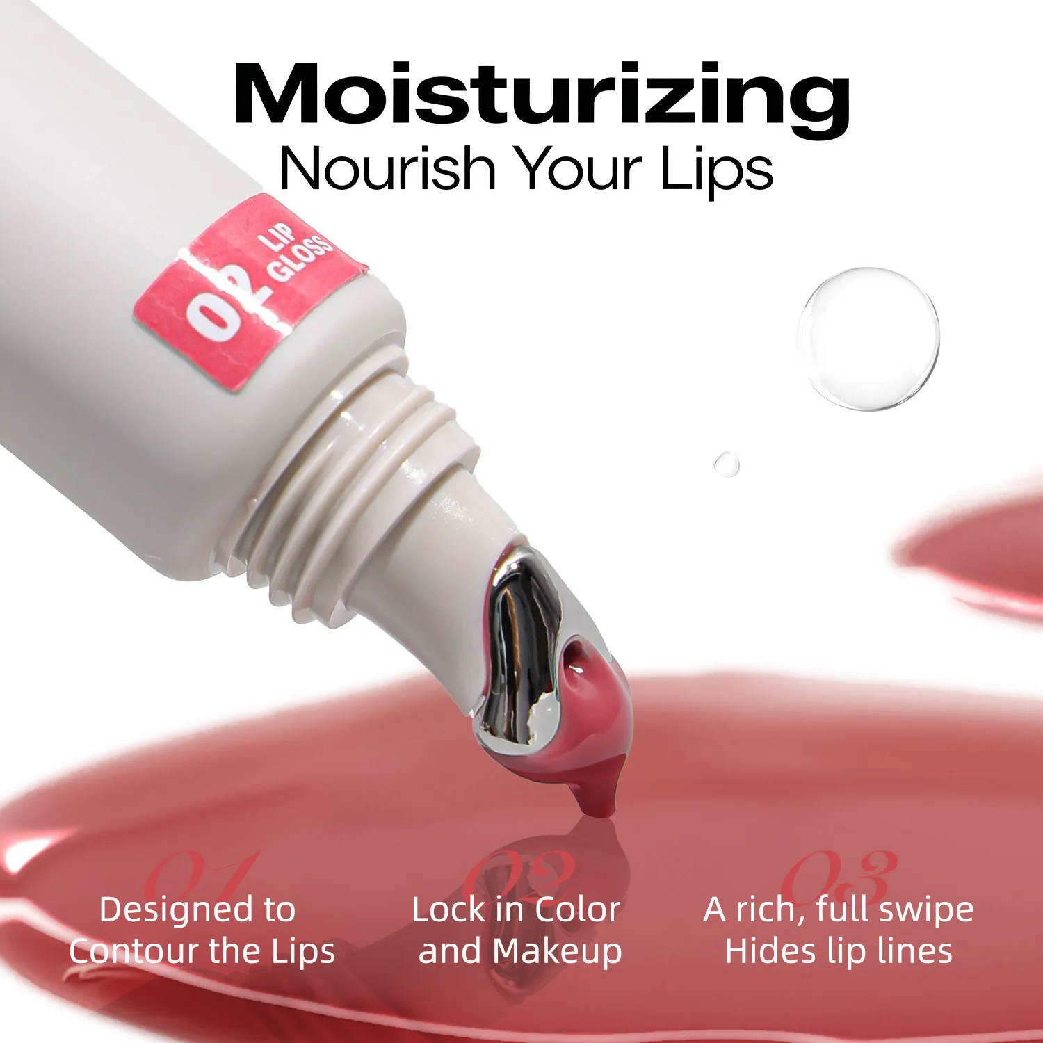 OLIBOLLA Mirror‑Shine Lip Gloss, Metal Massage Applicator Cooling Hydrating Glass Lip Tint Lip Makeup Cosmetics
