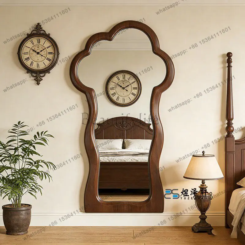 

American antique living room floor mirror French home retro full-length mirror