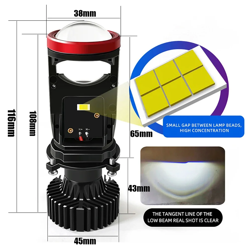 슈퍼 브라이트 LED 헤드 라이트 자동차 H4 미니 프로젝터 렌즈 전구, 100W Y7D H4 6000k 30000LM 하이 로우 빔 터보 팬 LED 라이트 램프, 2 개