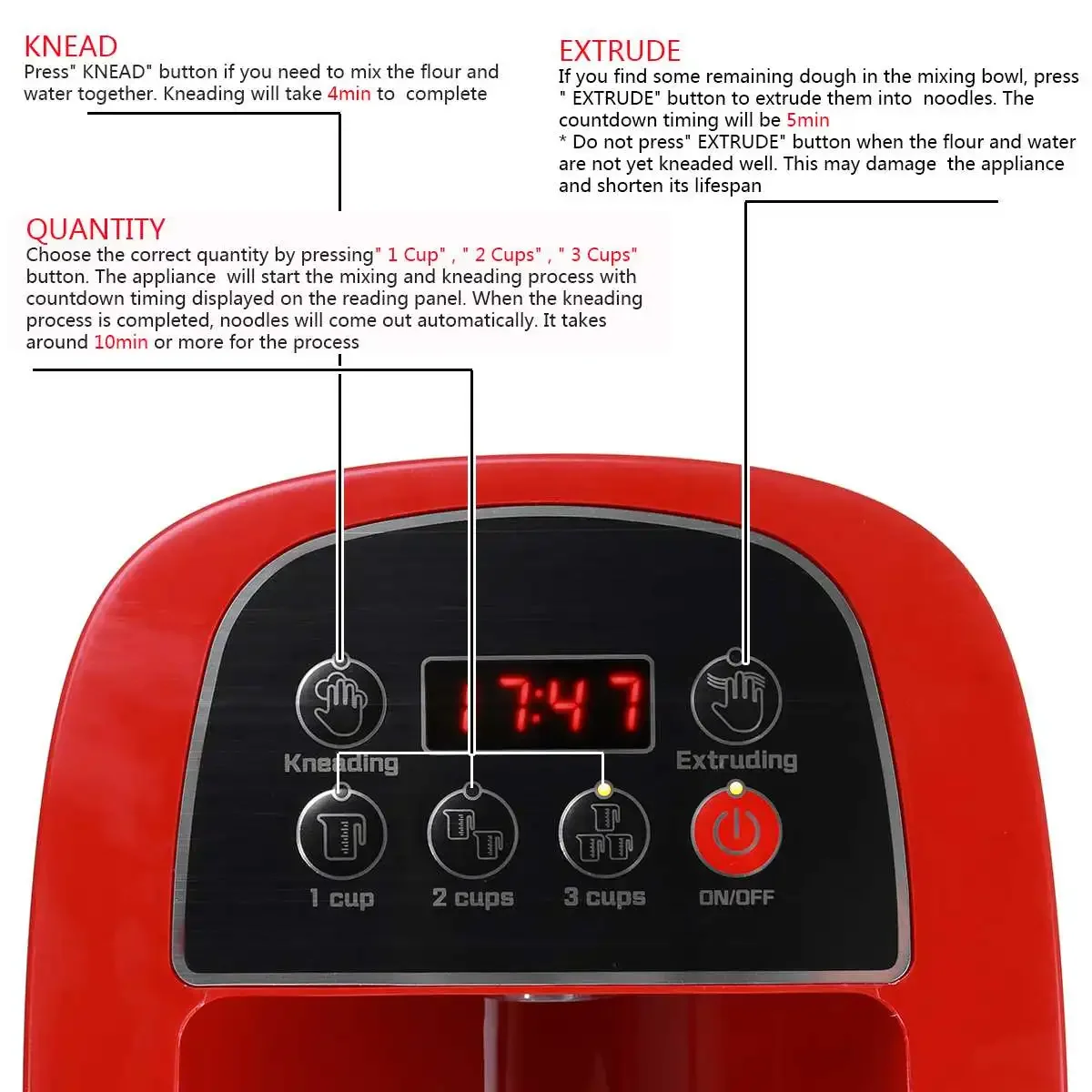 Presse à pâtes électrique automatique, appareil de cuisine, DummonopoleCuir, Rouleau à pâte, Machine à légumes, 220V