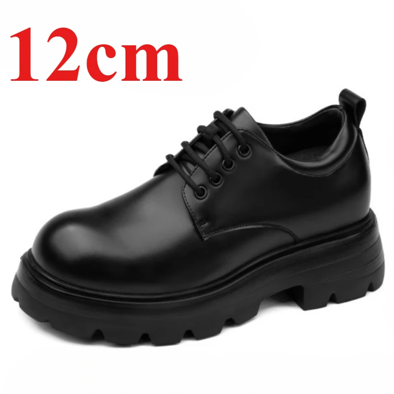 Casual Height Heightening Derby Shoes for Men's 12cm Comfortable and Breathable Thick Soled Elevator Shoes Wedding Dress Shoes