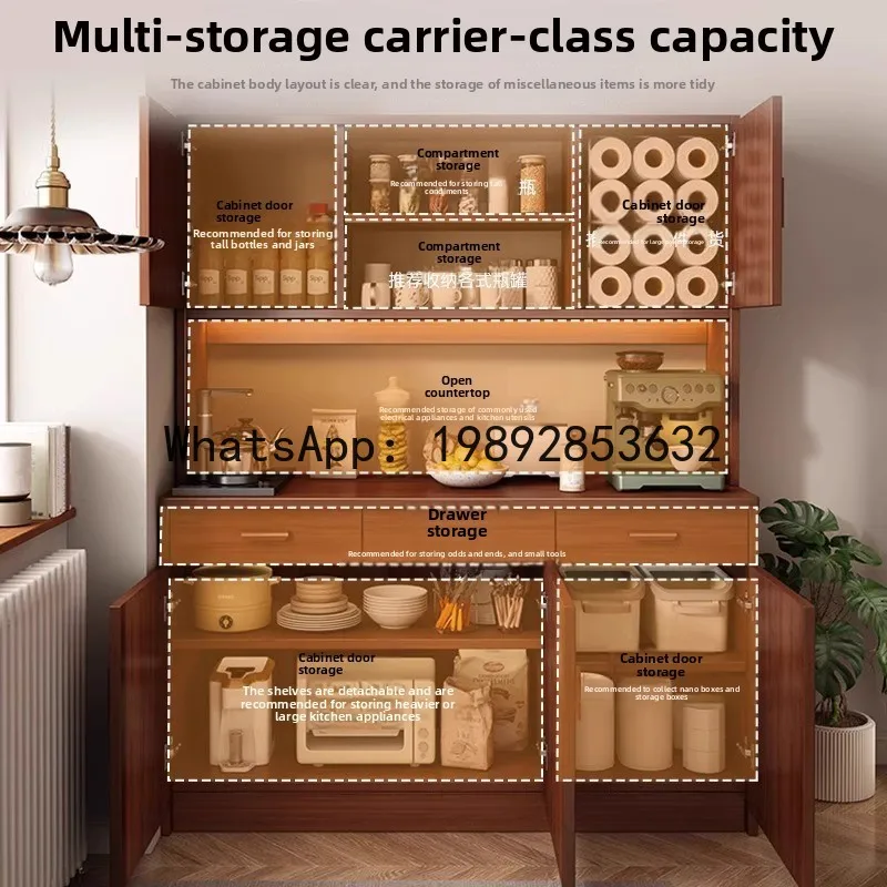 PYJ Solid Wood Dining Side Cabinet Living Room Wall Locker Household Kitchen Cabinet