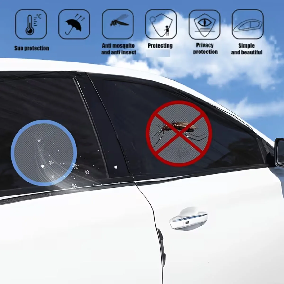 4-Piece Set of Car Sunshades, Anti-Mosquito Insulation Sunshades, Car Window Glass Sunscreen, Privacy Shade Curtain Thickened view 6