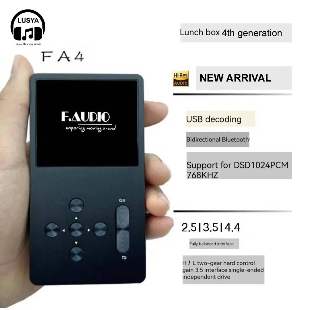 DLHiFi F.Audio 무손실 USB DAC 디코딩 블루투스 양방향 듀얼 ES9038Q2M 밸런스드 출력 MP3 플레이어, FA4 HIFI DSD