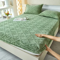 Bedspreads Milk Velvet Fitted Sheet Jacquard Flannel Bed Head Cushion Mattress Cover All-Around Elastic Band Bed Cover Bed Linen