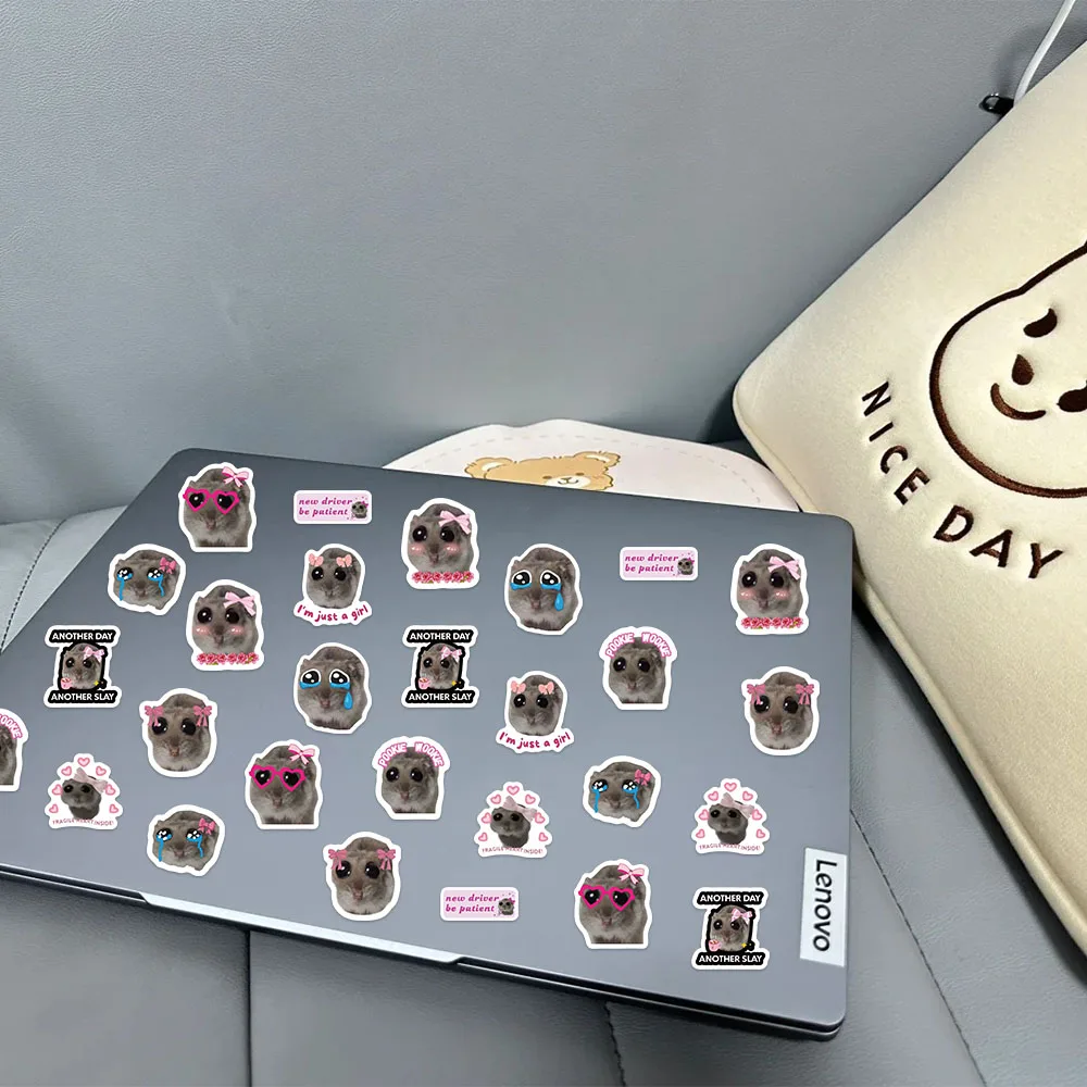 500PCS Sad Hamster Meme Roll Stickers Funny Animals Graffiti Decals For Laptop Pencil-box Scrapbook Phone Cartoon Stickers