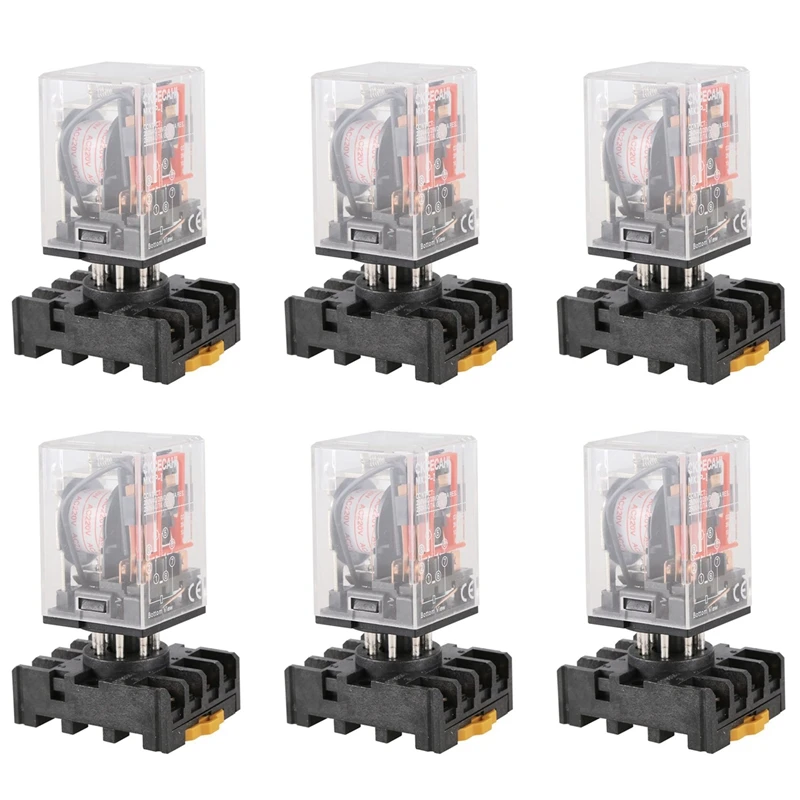 

Hot 6X MK2P-I Clear Shell DPDT AC220V Coil Power Relay Socket Base