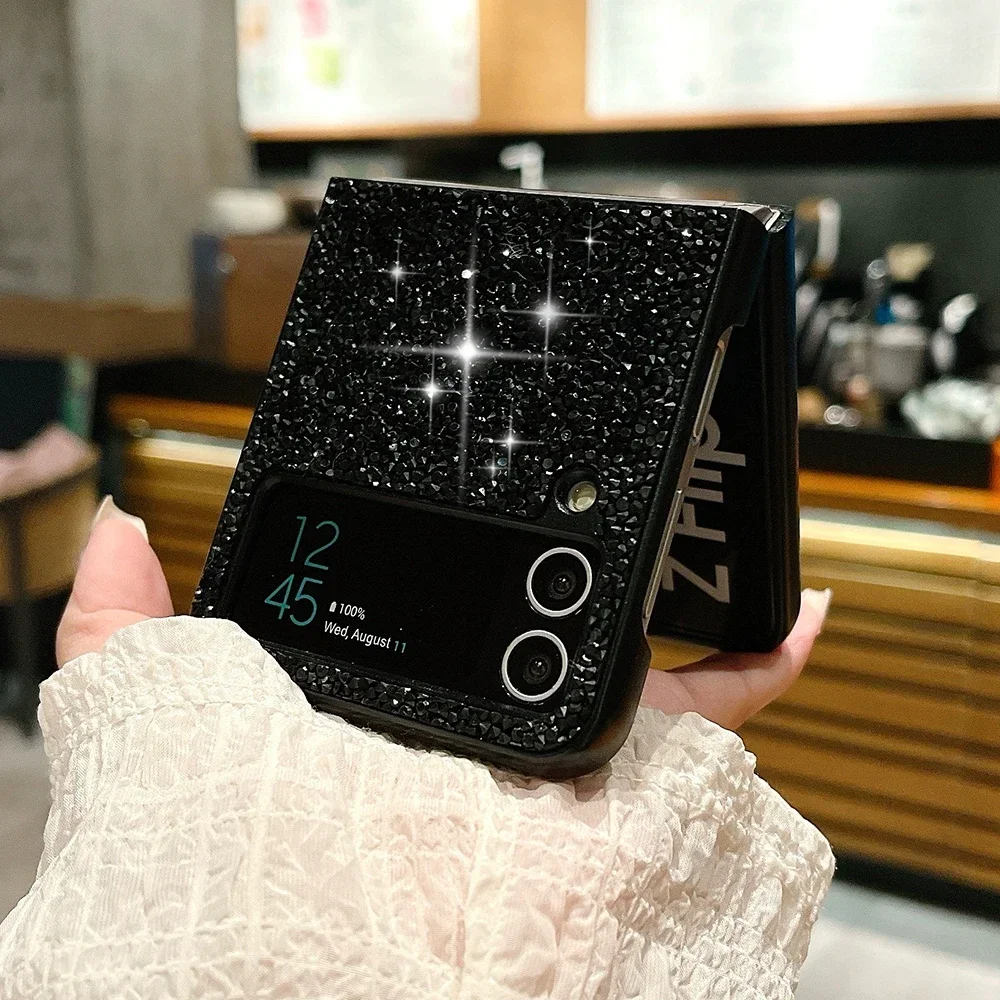 

Luxury Sparkling Diamond Rhinestones Phone Case For Samsung Galaxy Z Flip 6 5 4 3 5G Ultra Thin Shockproof Protection Soft Cover