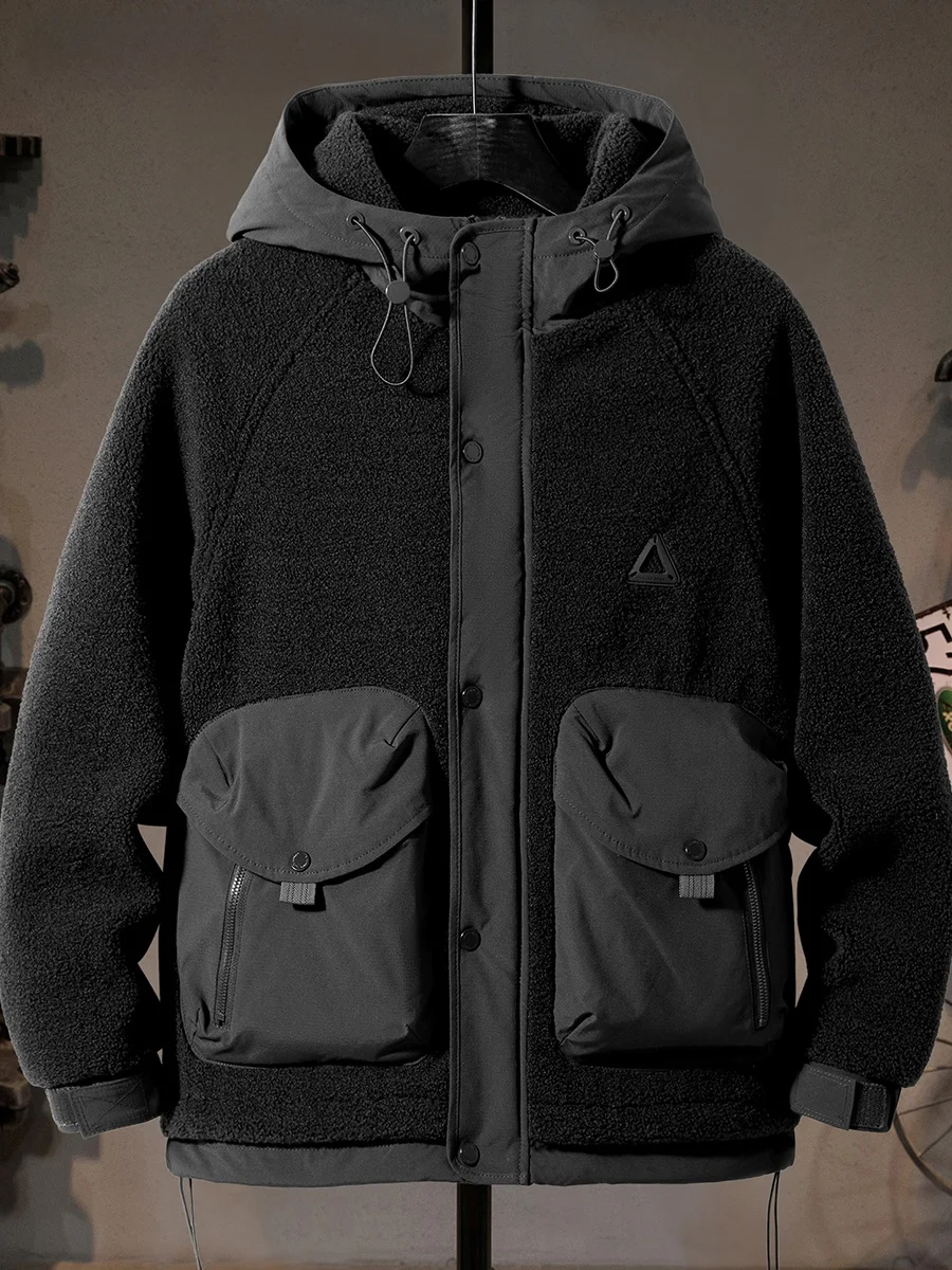 

Men's Thiened Lamb Velvet Cotton Jaet Winter Warm Casual Sle 3D Workwear kets Outerwear Coat Youth ular Spring Au...