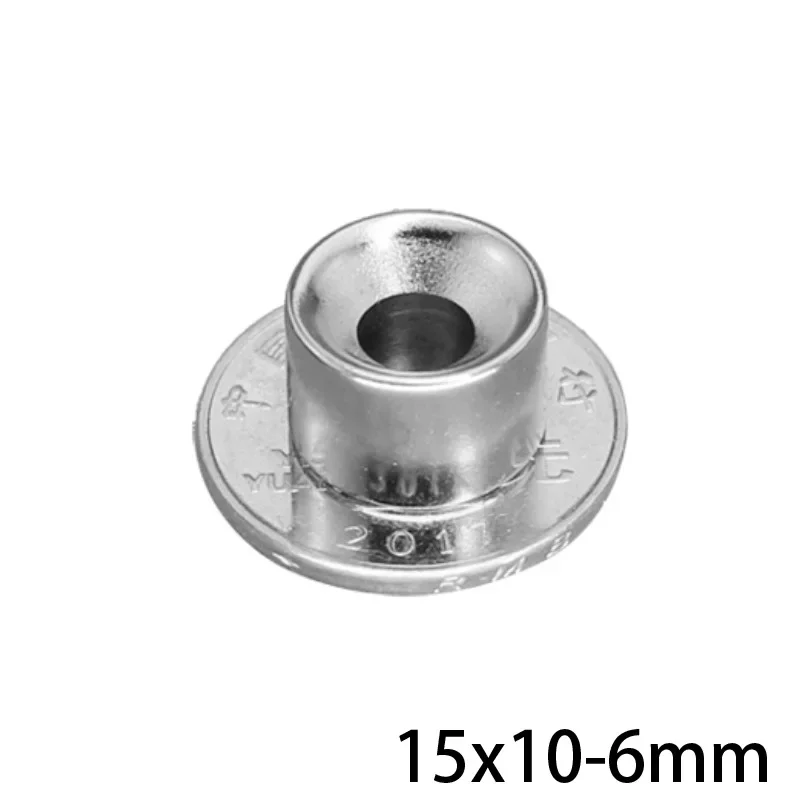 15x10-6 mm Neodymium Magnet 15x10 mm Hole 6mm Round Strong Countersunk Permanent Magnets 15*10-6 Powerful Magnet 15*10