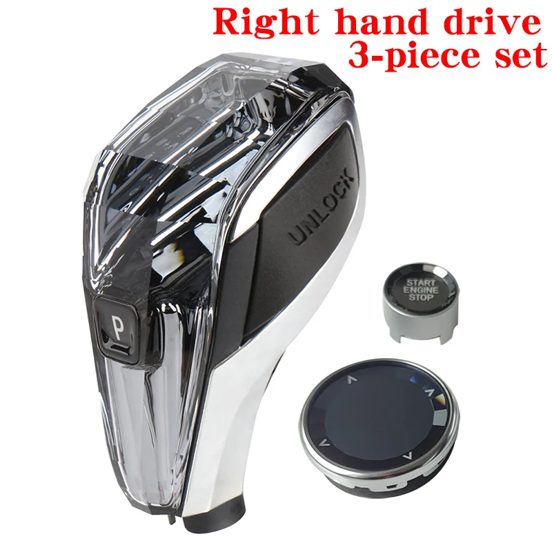 

Right hand drive 3 piece set For BMW g30 g20 g21 g26 g01 f10 f30 f06 f01 f25 f44 X4 X5 X6 X7 E70 E71 Crystal led Gear Shift Knob