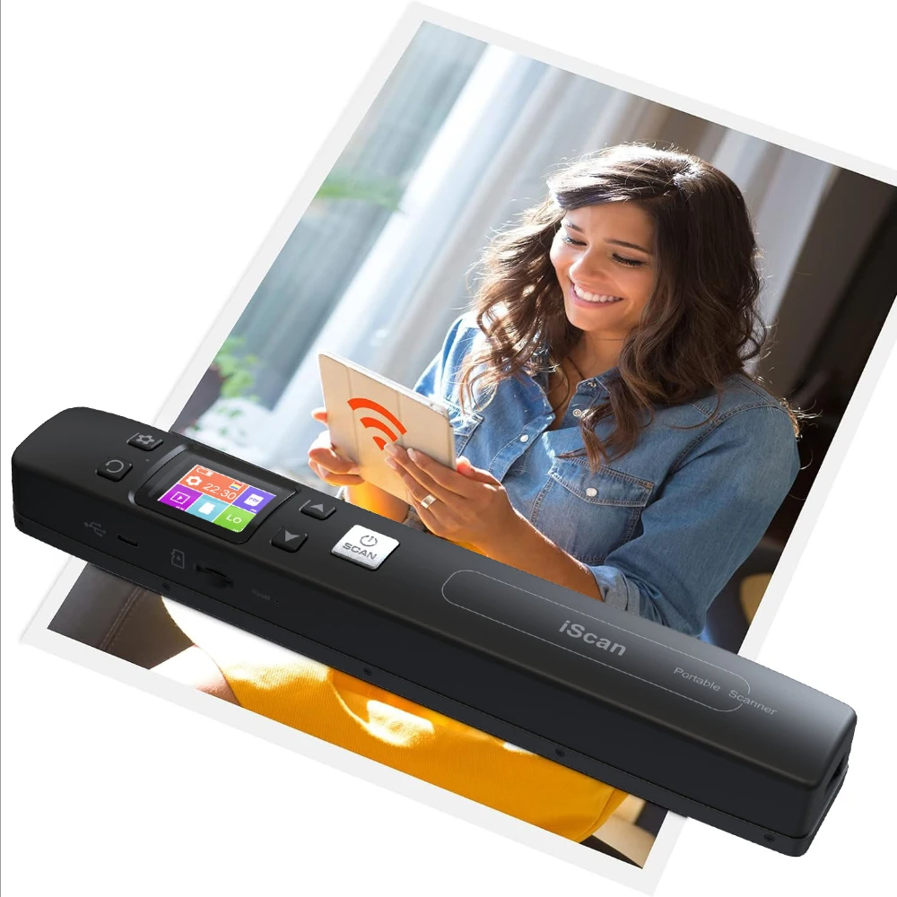 Portable 1050DPI WiFi Handheld Flat Scanner - Wireless HD Scanner for Documents, Photos & Homework, JPG/PDF, No Driver Required