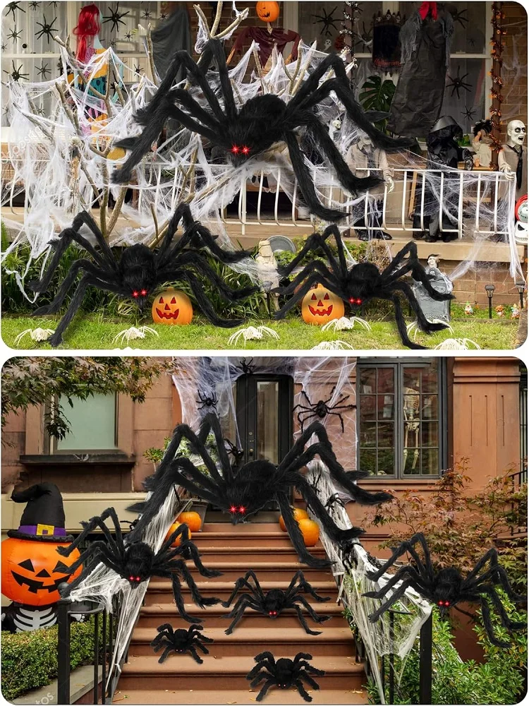 Riesige Schwarze Plüsch-Spinne Halloween-Dekoration 30-200cm Horror Spukhaus-Requisiten Innen- und Außendekoration für Gruselpartys