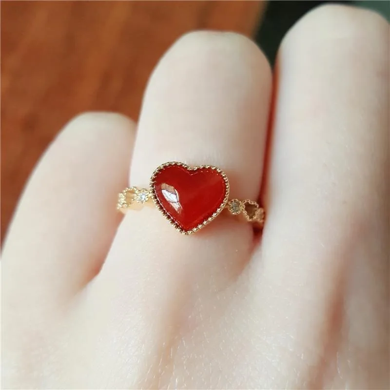 

Classic Design South Red Tourmaline Heart shaped Rings for women Exquisite Chinese Style Classical Wedding engagement Jewelry