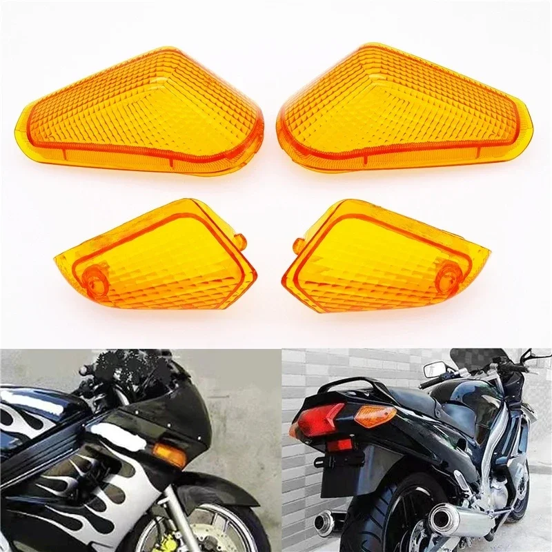 4 Pcs Front/Rear Motorcycle Turn Signal Light Lens Cover Amber Indicator Lamp Cap Fit For Kawasaki ZZR 400 ZZR400 1990-1992