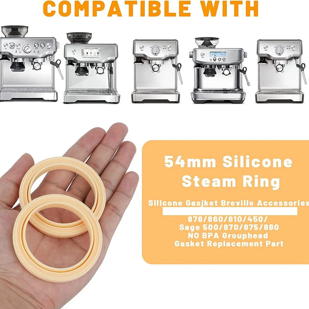 54Mm Silicone Steam Ring, 3Pack Grouphead Gasket for Breville Espresso Machine 878/870/860/840/810/500/450/ Sage 500/870