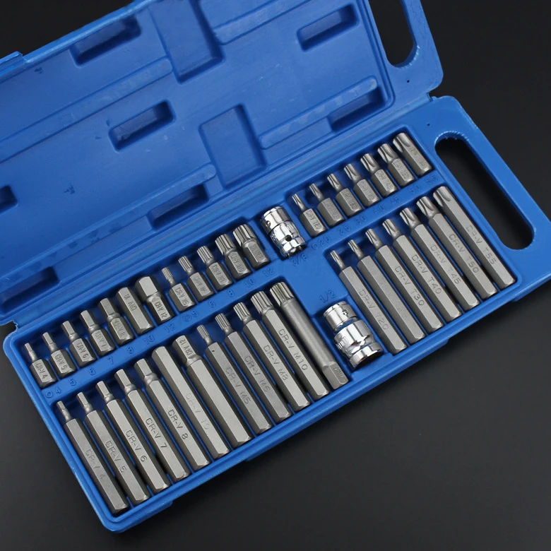 

40Pcs 1/2in 3/8in Adaptor Drive Shank Hex Torx XZN Star Impact Socket Set Metric Socket Set Ratchet Driver Socket Wrench