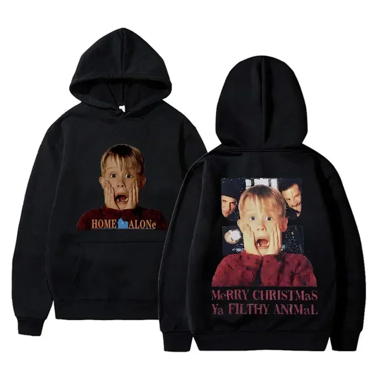 Movie Home Alone Christmas Ya Filthy Animal Double Sided Print Hoodie Macauly Culkin Hoodies Men Vintage Oversized Sweatshirts