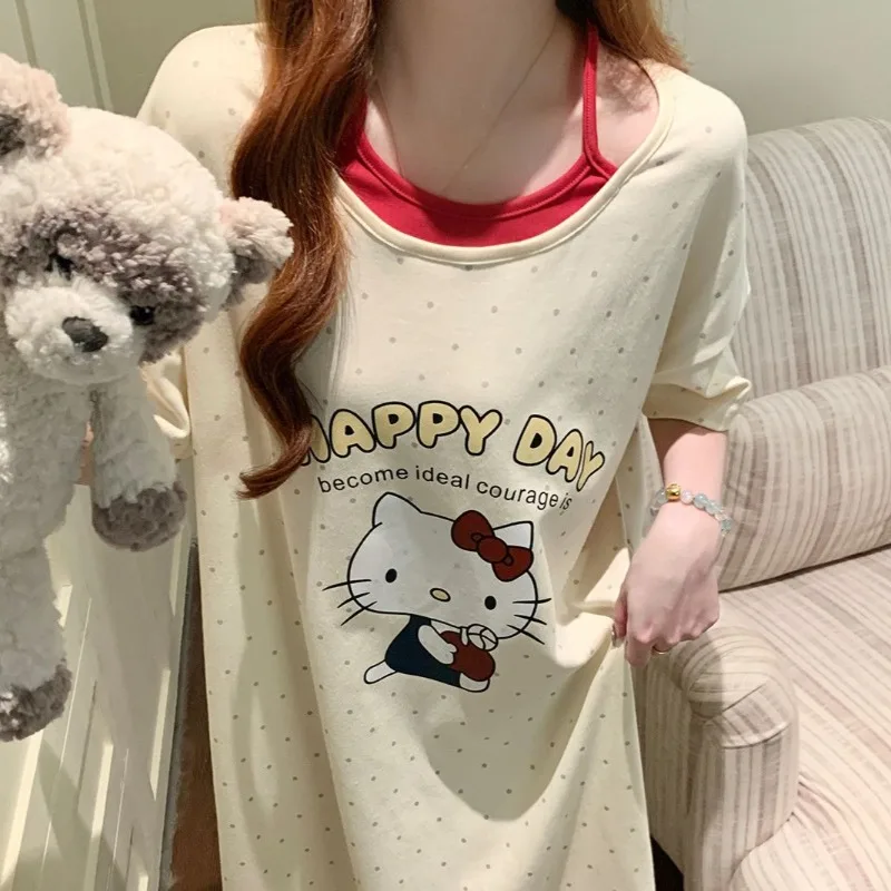 

Ночная рубашка Hello Kitty с аниме-принтом Sanrio Kawaii, свободная домашняя одежда в стиле Джокер, юбка, подарки для девочек на праздники