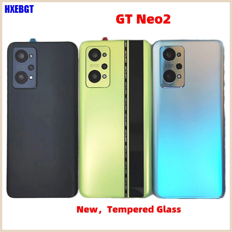 For Realme GT Neo 2 Back Cover Lid Neo2 With Camera Glass Lens Rear Battery Glass Door Housing Case Smartphone Parts