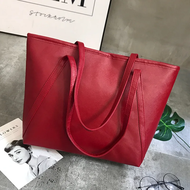 2024 New Tote Bag Student Simple Versatile Shoulder Bag Large Capacity Korean Leisure Handbag Soft PU Designer Shopping Bag