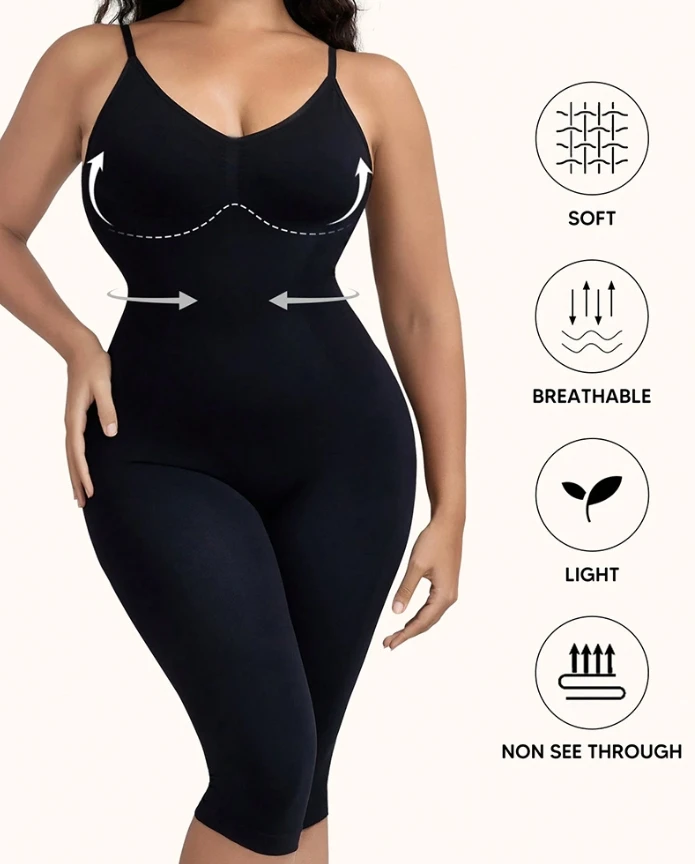 Women's Onesie Overall V Neck Backless Gowns Shapewear Tummy Control Full Body Shaper Sleamless Thigh Strapless Bodysuit Top