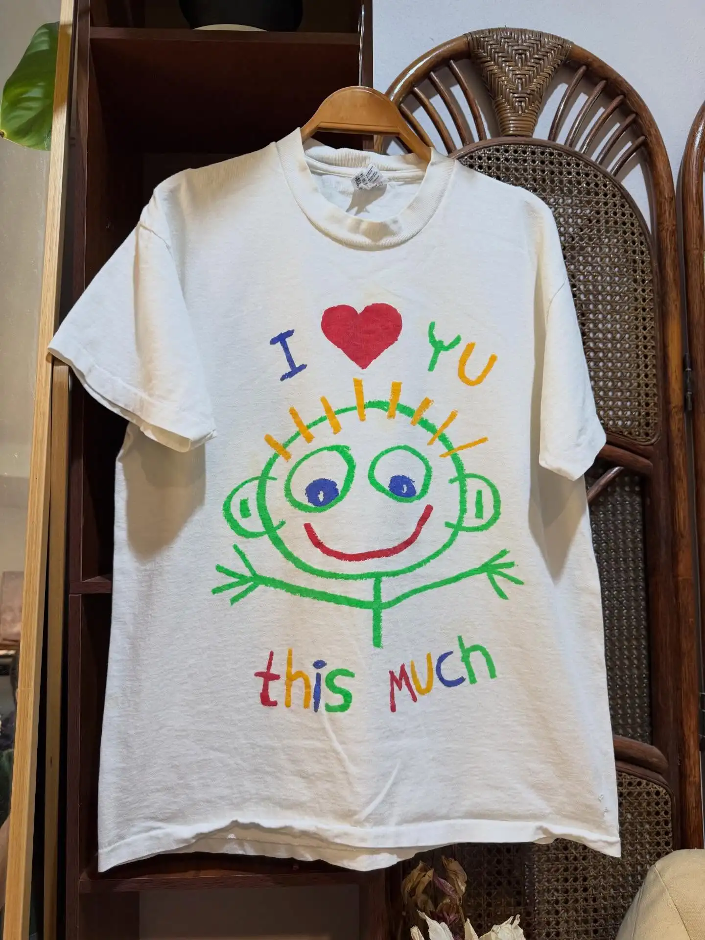 Cute Short Sleeve T-Shirt School Students Line Graffiti Soft Cute Healing Series round Neck Cotton Male Female Universal