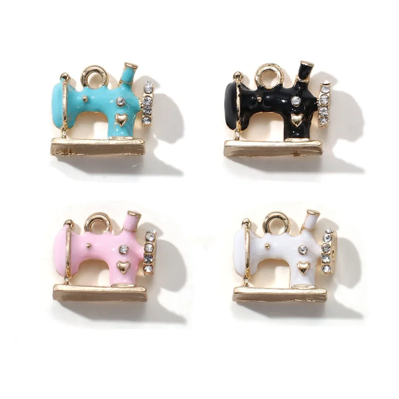 10pcs  Cute Color Sewing Machine Enamel Pendant Tailor Pendant DIY Jewelry Making Handmade Accessories Gift for Tailors