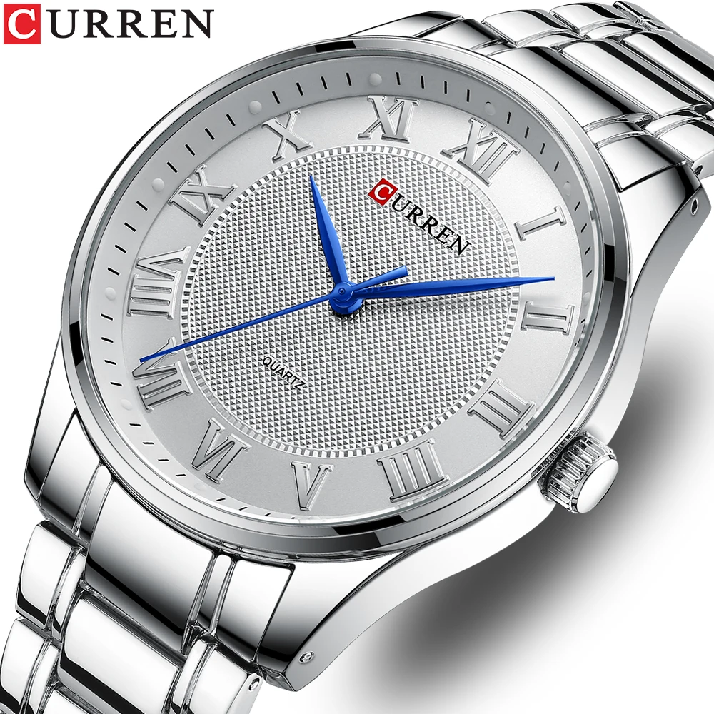 

CURREN Brand New Super Men's Stainless Steel Watch Fashion Sports Waterproof Silver Simple Fashion Clock Men Relogio Masculino