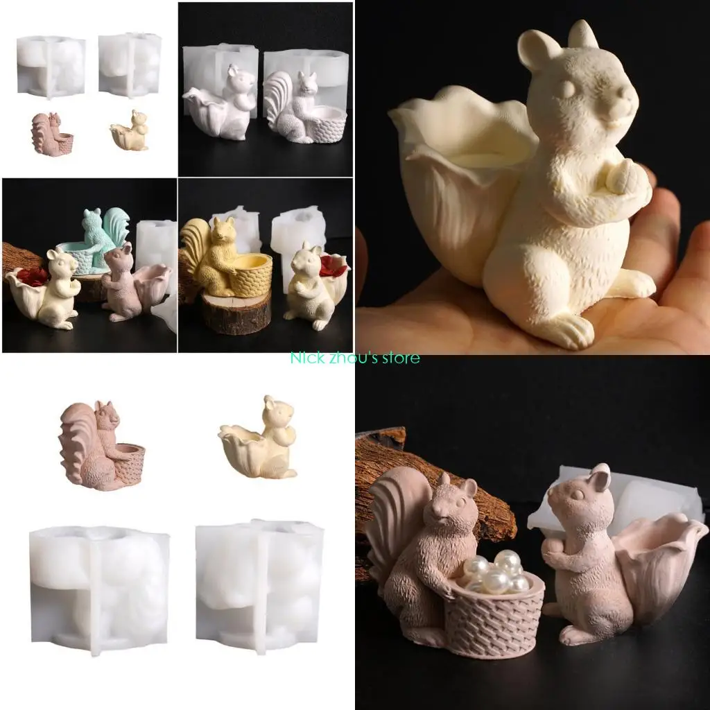 E15E Multipurpose Silicone Squirrel Basket Mould Set 2Pcs for Artistics Storage Container Designs
