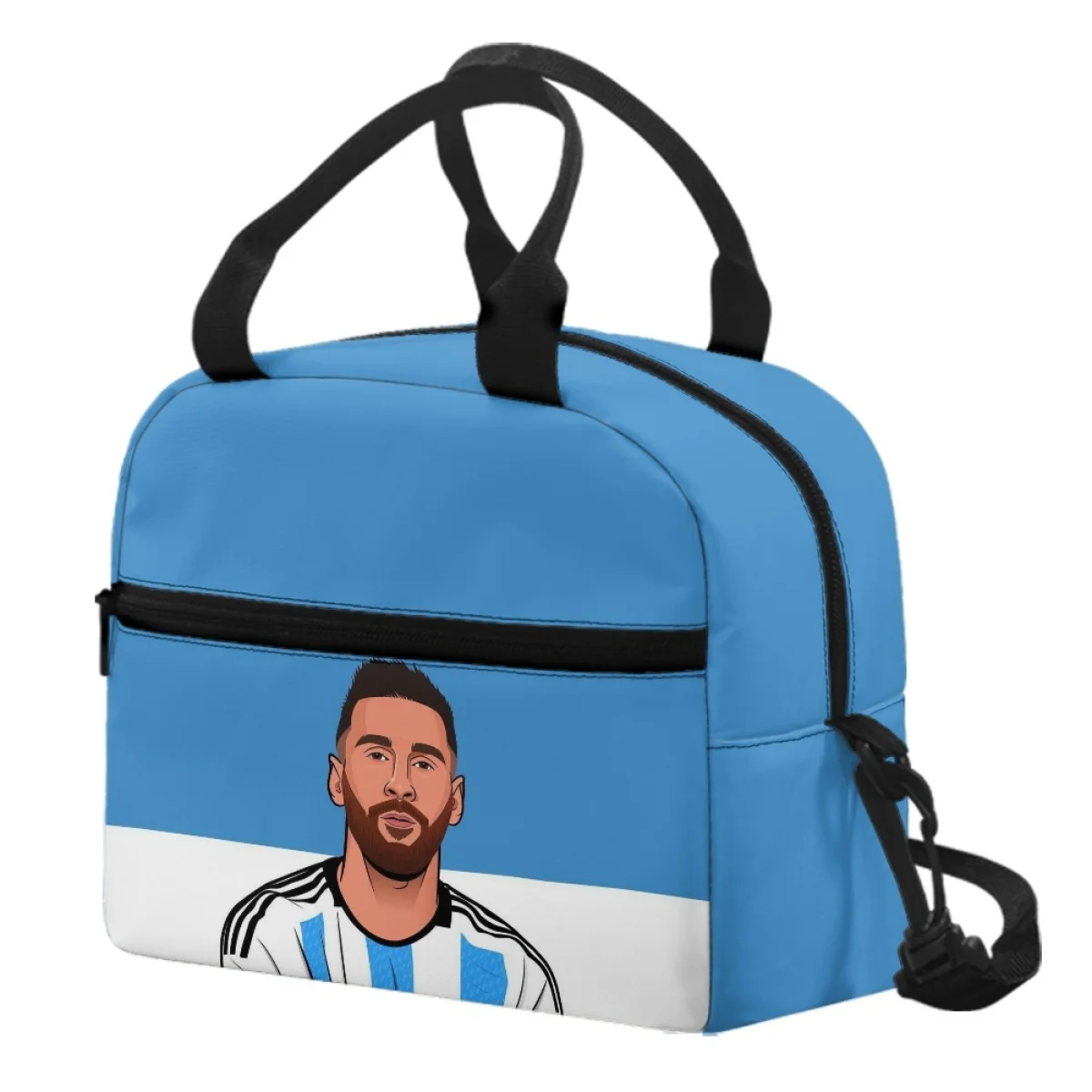 Argentina Messi Football Player Pattern Large Capacity Insulated Lunch Bag Travel Outdoor Student Bags Fabric is Delicate New