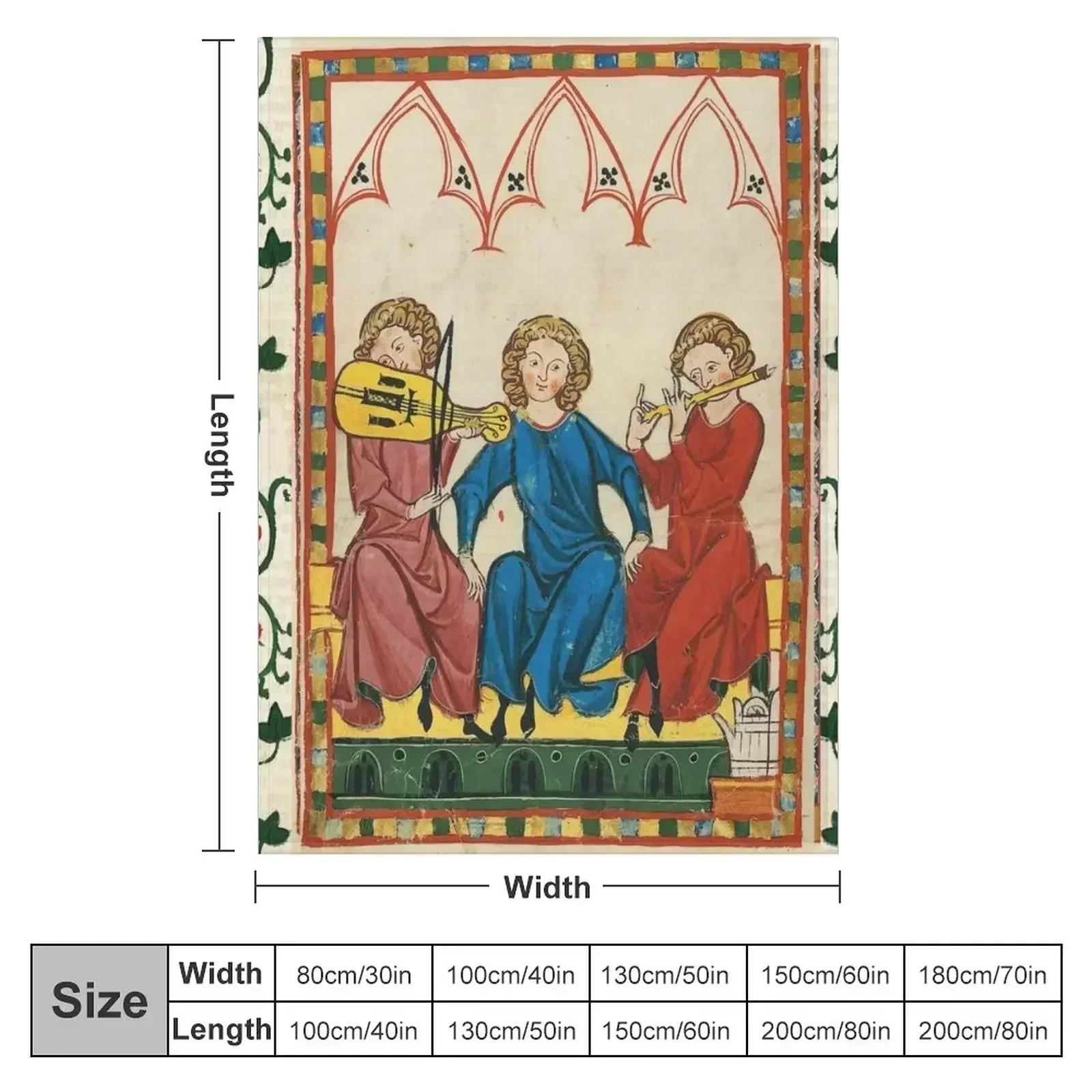 MEDIEVAL MUSIC AND MUSICIANS ,ANTIQUE MINIATURE WITH WILD ROSES Throw Blanket Travel Kid'S Soft Big Bed Blankets