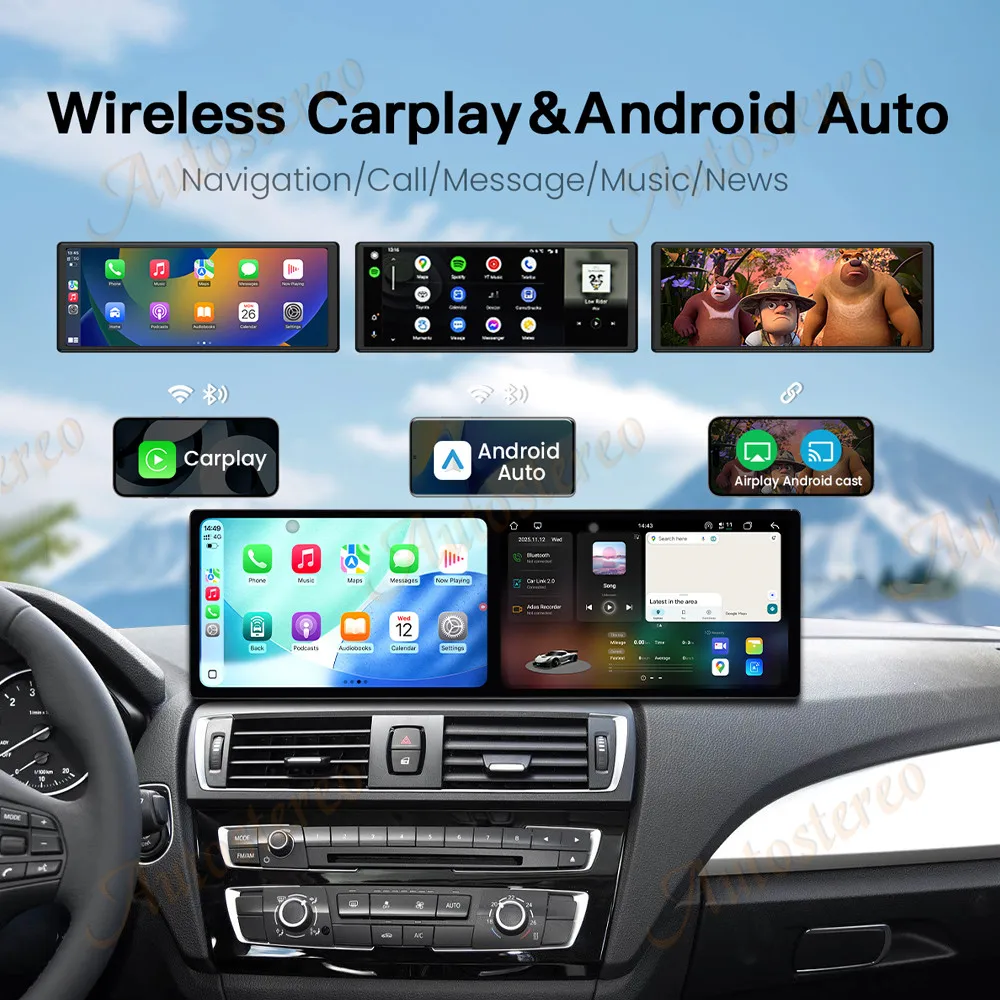 

Двойной 9,1-дюймовый экран для BMW 1 серии 2014-2016 NBT Автомобильный GPS Android 15 Навигационный мультимедийный плеер Автомобильный радиоприемник