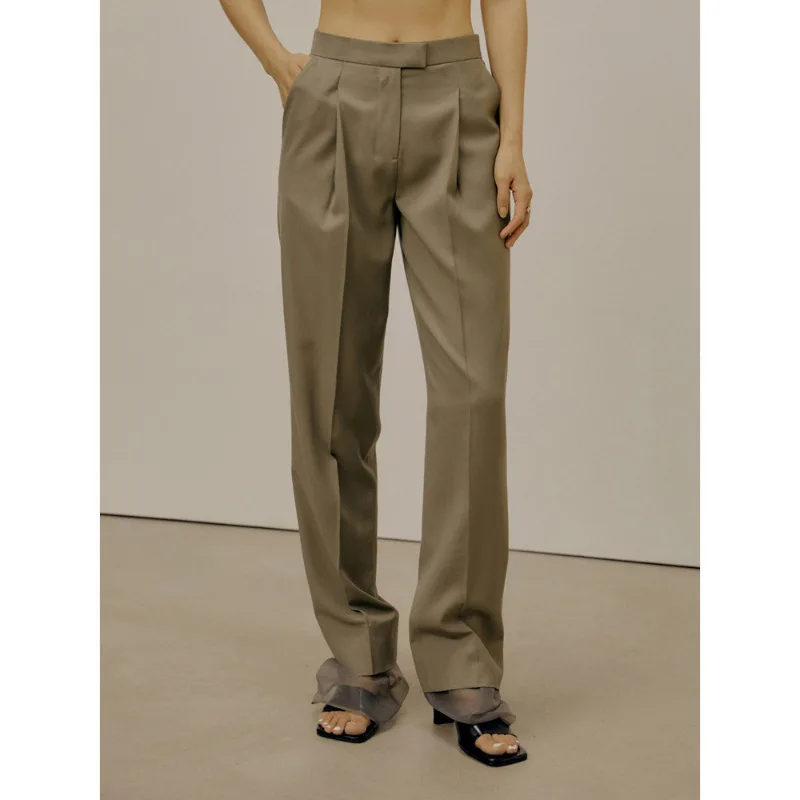 

Early Autumn Fashion Casual High-Waisted Straight-Leg Pants With Patchwork Details For Women