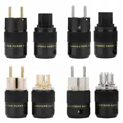 High-end Audiophile Schuko Power Plug Hifi European Plug Male Female Power Connectors 24K Gold /Rhodium/ Silver Plated HIFI DIY