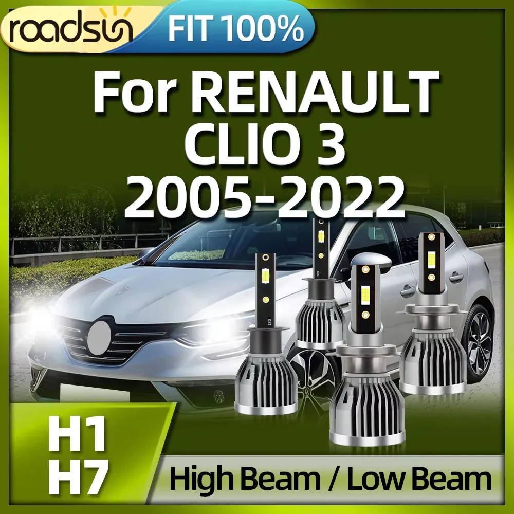 26000LM H1 LED Scheinwerfer 6000K H7 Hohe Abblendlicht Auto Licht Für RENAULT CLIO 3 2005 2006 2007 2008 2009 2010 2011 2012 2013-2022